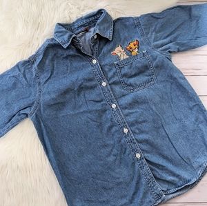 Vintage 1990's Disney Store Denim Button Down - Lion King - Simba and Nala